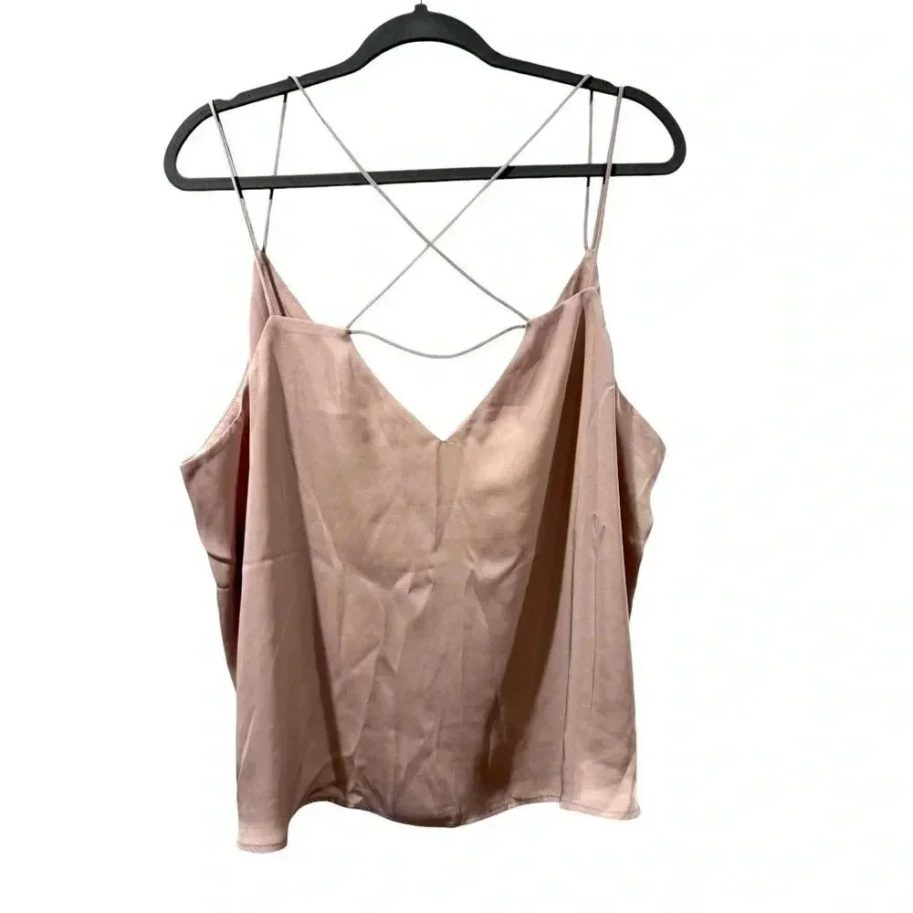 Express Blush Pink Satin Cami with Crisscross Straps